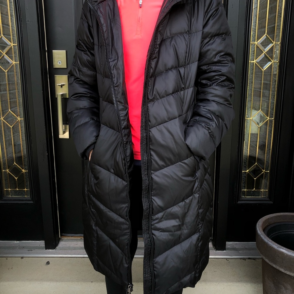 Lands' End black long coat